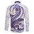 Purple Maori Tuatara Family Matching Off The Shoulder Long Sleeve Dress and Hawaiian Shirt Luxury Pastel Pattern