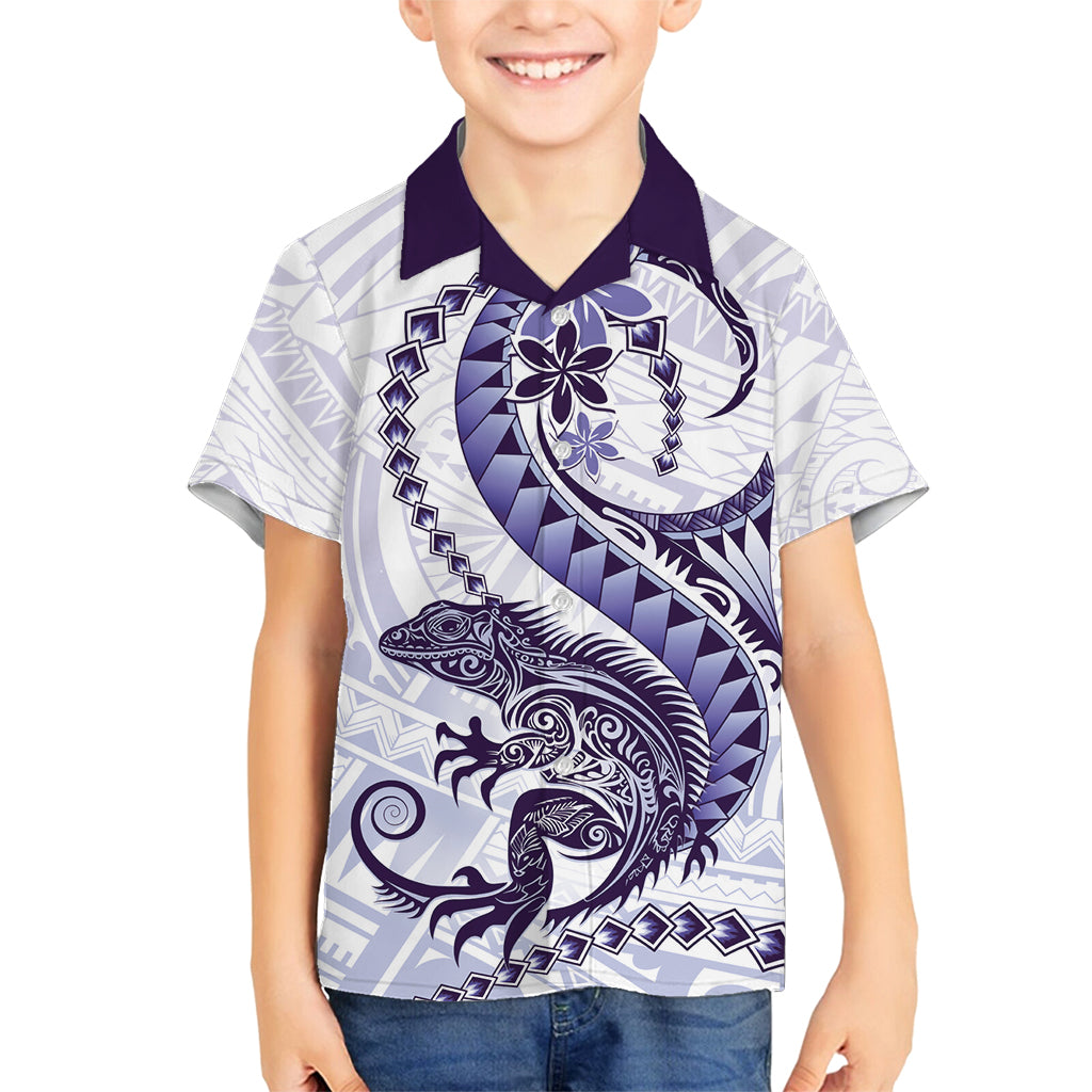 Purple Maori Tuatara Family Matching Off Shoulder Maxi Dress and Hawaiian Shirt Luxury Pastel Pattern LT01 Son's Shirt Purple - Polynesian Pride