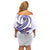 Purple Maori Tuatara Family Matching Off Shoulder Short Dress and Hawaiian Shirt Luxury Pastel Pattern