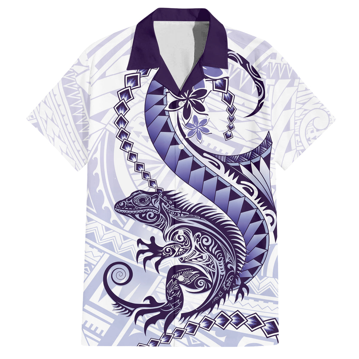 Purple Maori Tuatara Family Matching Puletasi and Hawaiian Shirt Luxury Pastel Pattern LT01 Dad's Shirt - Short Sleeve Purple - Polynesian Pride