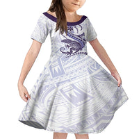 Purple Maori Tuatara Family Matching Tank Maxi Dress and Hawaiian Shirt Luxury Pastel Pattern