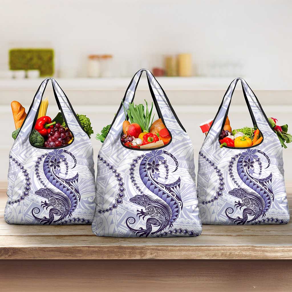 Purple Maori Tuatara Grocery Bag Luxury Pastel Pattern LT01 3-pack One Size Purple - Polynesian Pride