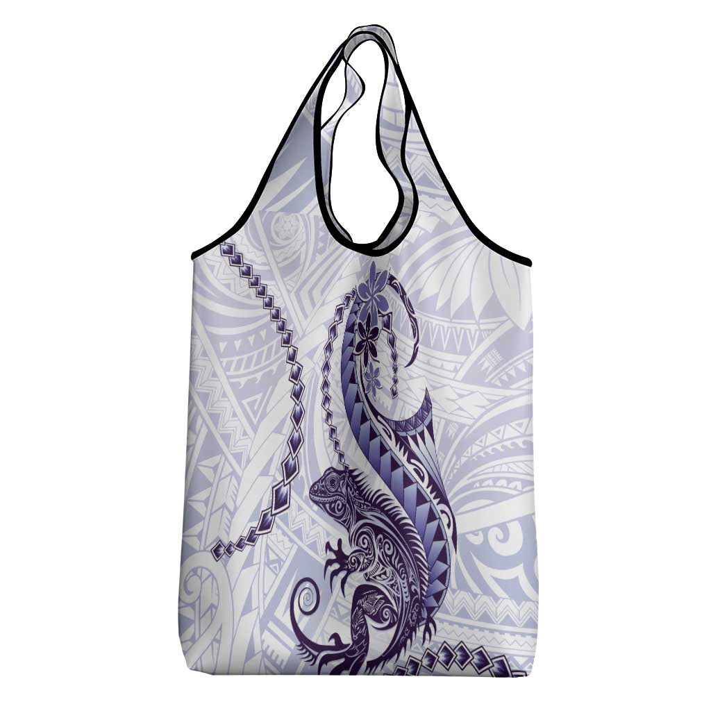 Purple Maori Tuatara Grocery Bag Luxury Pastel Pattern LT01 - Polynesian Pride