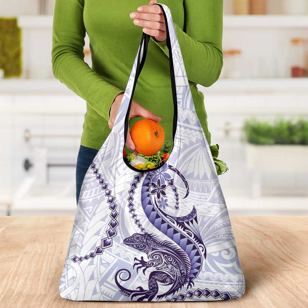 Purple Maori Tuatara Grocery Bag Luxury Pastel Pattern LT01 - Polynesian Pride
