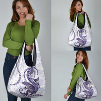 Purple Maori Tuatara Grocery Bag Luxury Pastel Pattern LT01 - Polynesian Pride