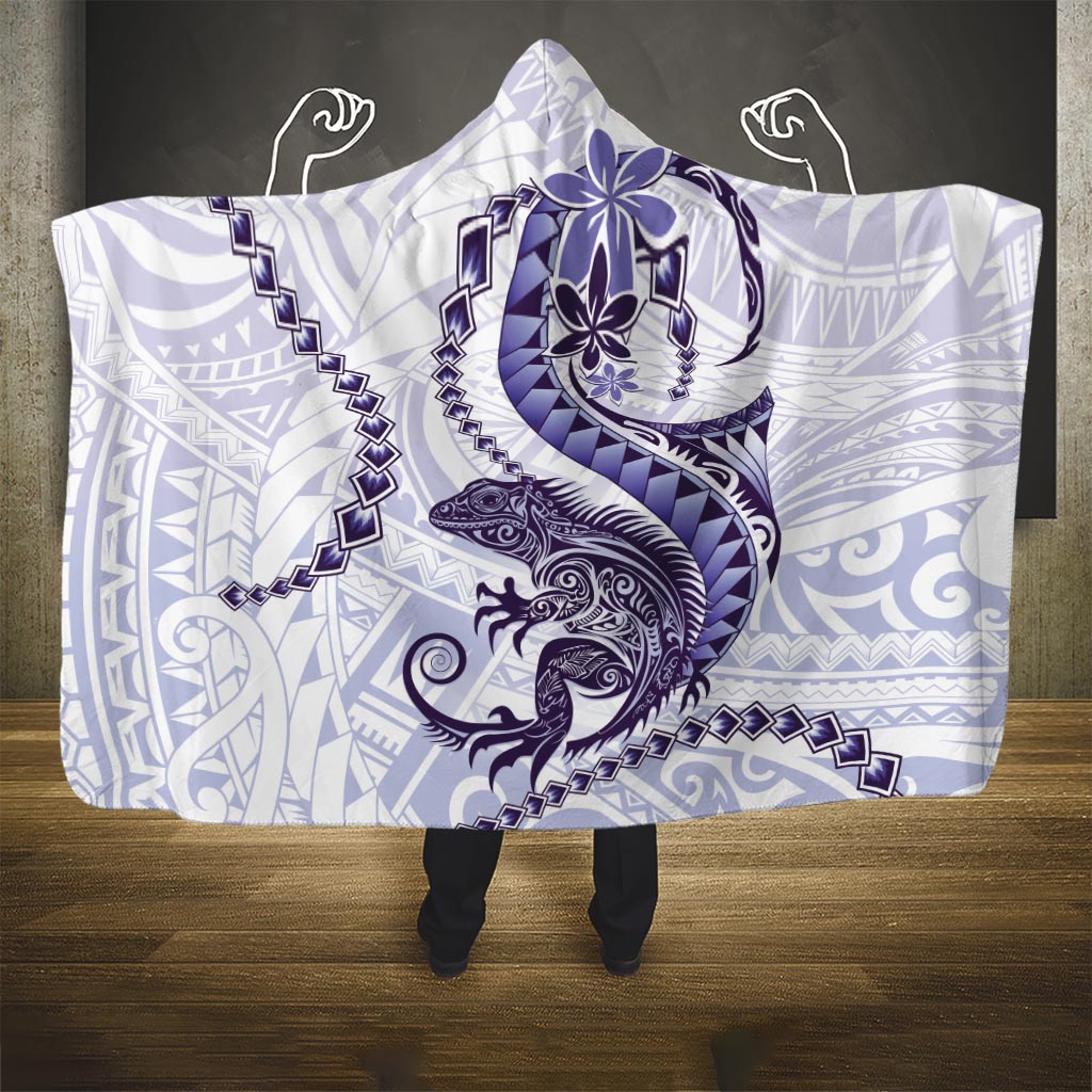 Purple Maori Tuatara Hooded Blanket Luxury Pastel Pattern