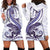 Purple Maori Tuatara Hoodie Dress Luxury Pastel Pattern