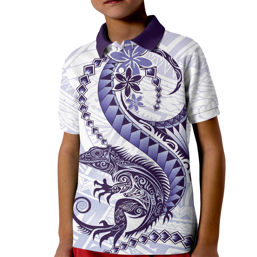 Purple Maori Tuatara Kid Polo Shirt Luxury Pastel Pattern