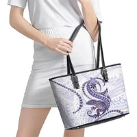 Purple Maori Tuatara Leather Tote Bag Luxury Pastel Pattern LT01 - Polynesian Pride