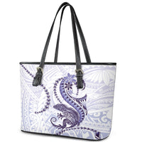 Purple Maori Tuatara Leather Tote Bag Luxury Pastel Pattern LT01 - Polynesian Pride