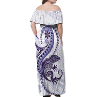 Purple Maori Tuatara Off Shoulder Maxi Dress Luxury Pastel Pattern LT01 - Polynesian Pride