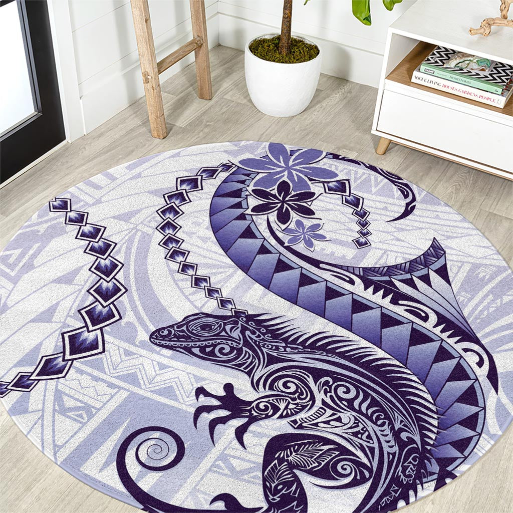 Purple Maori Tuatara Round Carpet Luxury Pastel Pattern