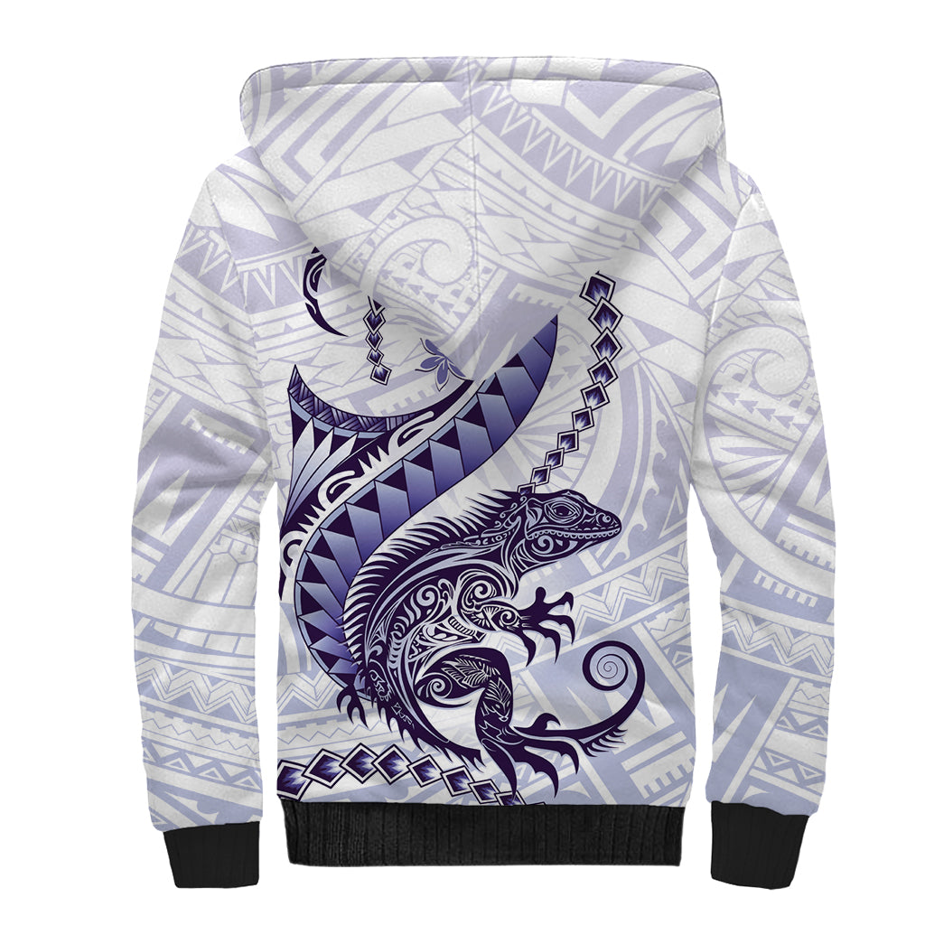 Purple Maori Tuatara Sherpa Hoodie Luxury Pastel Pattern LT01 - Polynesian Pride