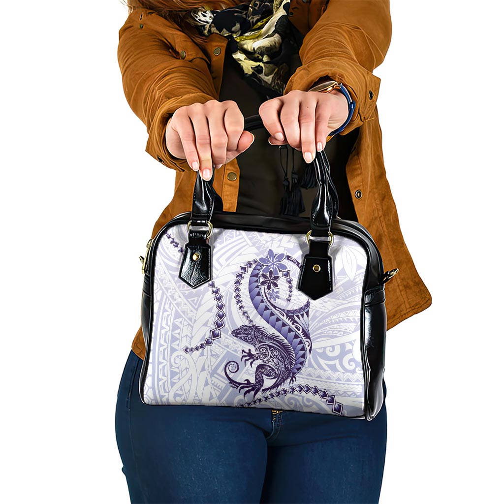 Purple Maori Tuatara Shoulder Handbag Luxury Pastel Pattern