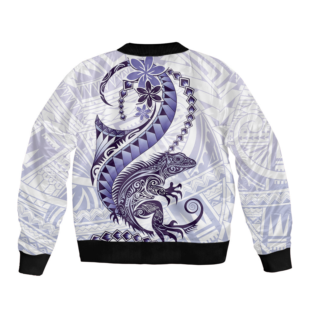 Purple Maori Tuatara Sleeve Zip Bomber Jacket Luxury Pastel Pattern LT01 - Polynesian Pride
