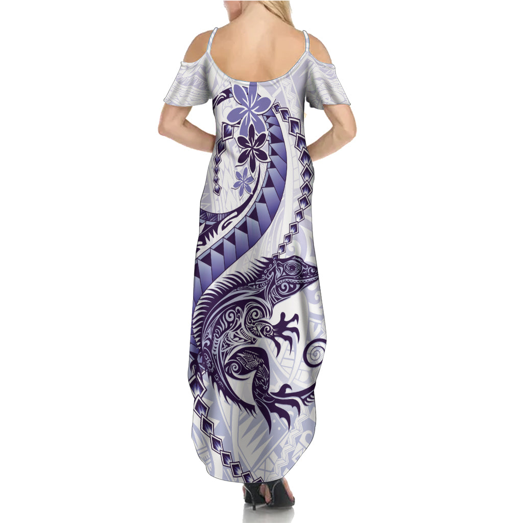 Purple Maori Tuatara Summer Maxi Dress Luxury Pastel Pattern LT01 - Polynesian Pride