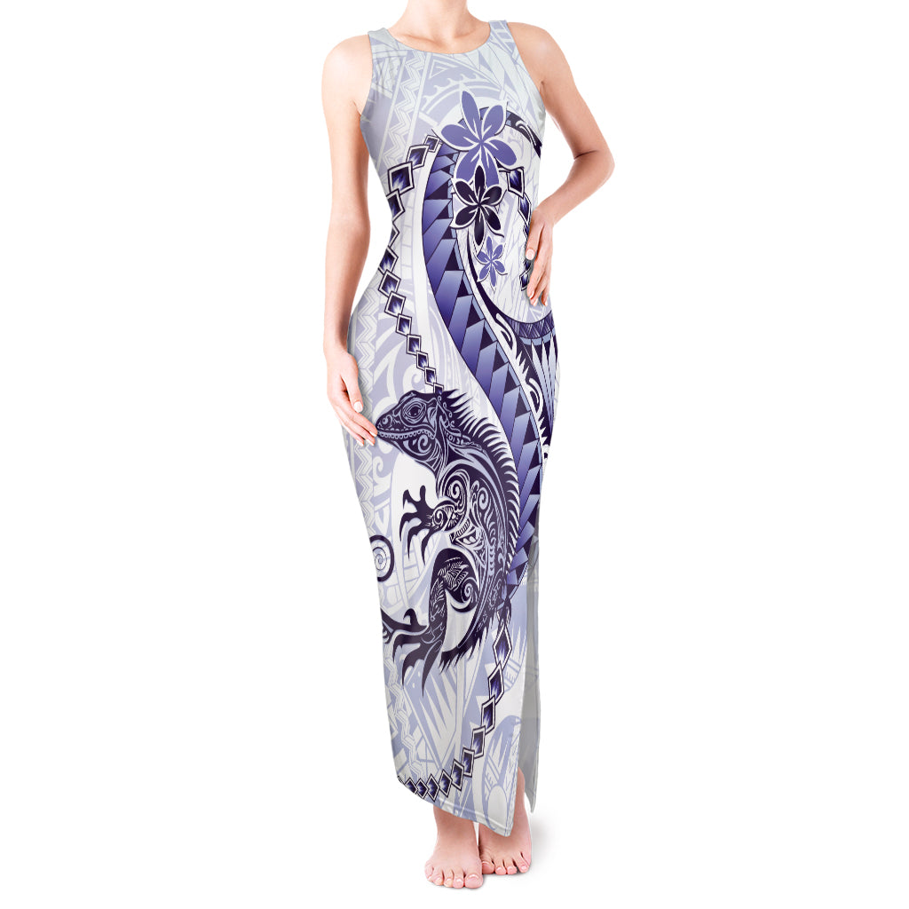 Purple Maori Tuatara Tank Maxi Dress Luxury Pastel Pattern