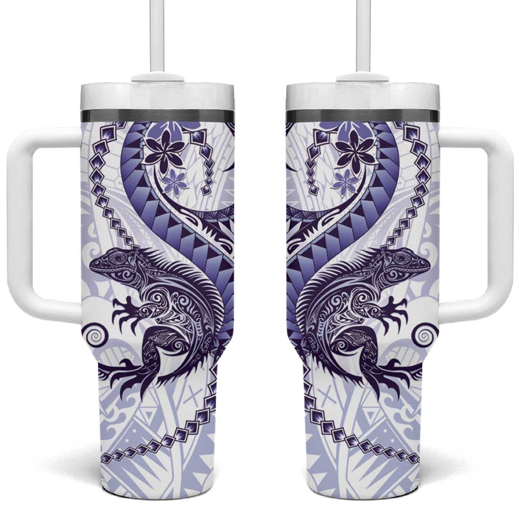 Purple Maori Tuatara Tumbler With Handle Luxury Pastel Pattern LT01 One Size: 40 oz Purple - Polynesian Pride