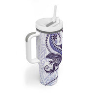 Purple Maori Tuatara Tumbler With Handle Luxury Pastel Pattern LT01 - Polynesian Pride