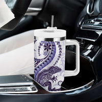 Purple Maori Tuatara Tumbler With Handle Luxury Pastel Pattern LT01 - Polynesian Pride