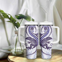 Purple Maori Tuatara Tumbler With Handle Luxury Pastel Pattern LT01 - Polynesian Pride