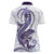 Purple Maori Tuatara Women Polo Shirt Luxury Pastel Pattern