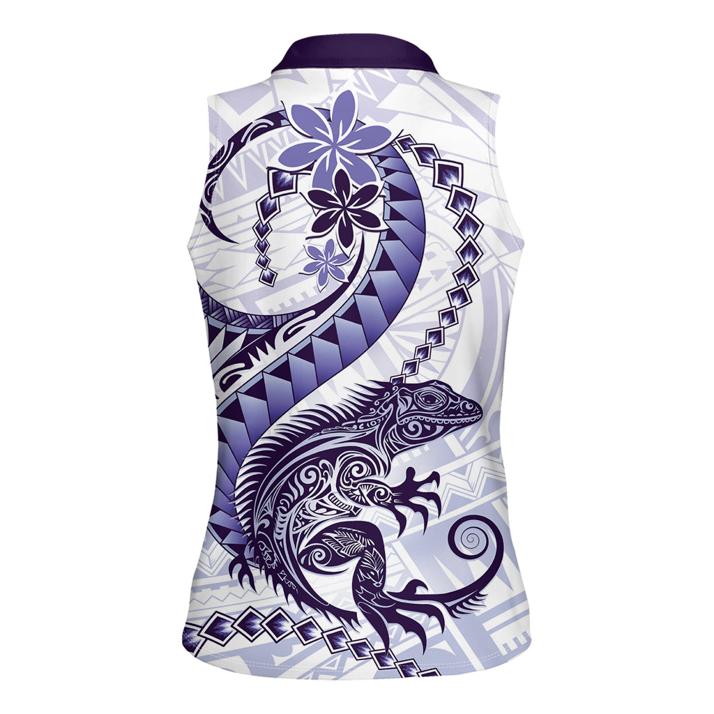 Purple Maori Tuatara Women Sleeveless Polo Shirt Luxury Pastel Pattern