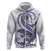 Purple Maori Tuatara Zip Hoodie Luxury Pastel Pattern