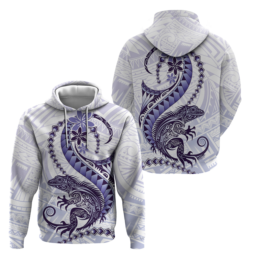 Purple Maori Tuatara Zip Hoodie Luxury Pastel Pattern