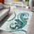 Teal Maori Tuatara Area Rug Luxury Pastel Pattern