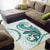 Teal Maori Tuatara Area Rug Luxury Pastel Pattern