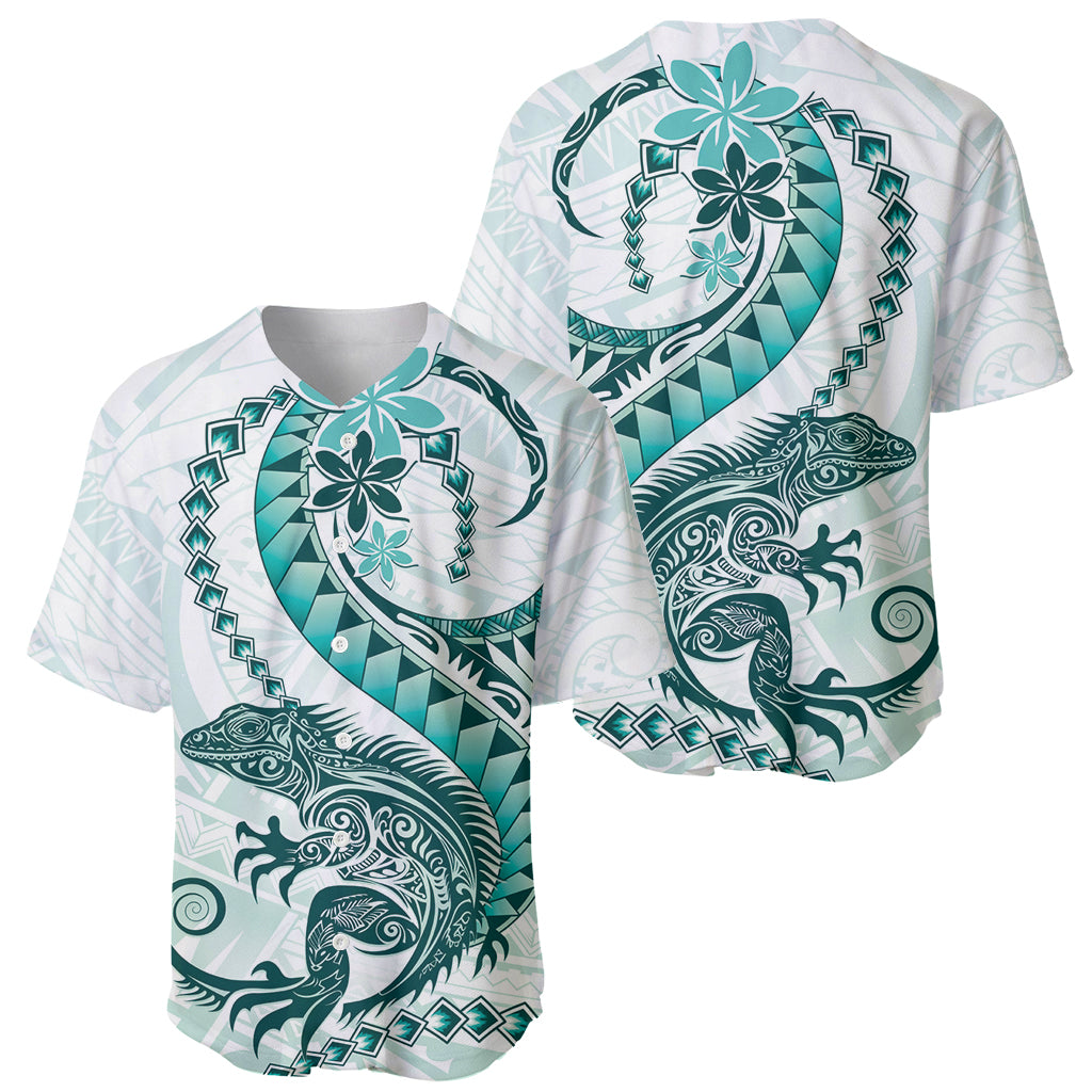 Teal Maori Tuatara Baseball Jersey Luxury Pastel Pattern