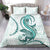 Teal Maori Tuatara Bedding Set Luxury Pastel Pattern