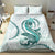 Teal Maori Tuatara Bedding Set Luxury Pastel Pattern