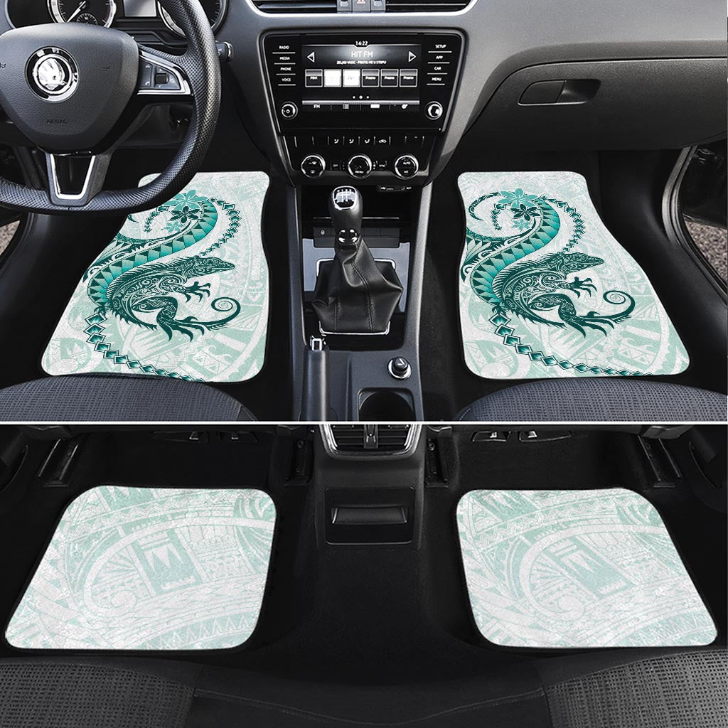 Teal Maori Tuatara Car Mats Luxury Pastel Pattern LT01 Set 4pcs Teal - Polynesian Pride