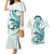 Teal Maori Tuatara Couples Matching Mermaid Dress and Hawaiian Shirt Luxury Pastel Pattern