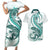 Teal Maori Tuatara Couples Matching Short Sleeve Bodycon Dress and Hawaiian Shirt Luxury Pastel Pattern