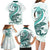 Teal Maori Tuatara Family Matching Long Sleeve Bodycon Dress and Hawaiian Shirt Luxury Pastel Pattern