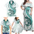 Teal Maori Tuatara Family Matching Off Shoulder Maxi Dress and Hawaiian Shirt Luxury Pastel Pattern