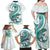 Teal Maori Tuatara Family Matching Off Shoulder Maxi Dress and Hawaiian Shirt Luxury Pastel Pattern