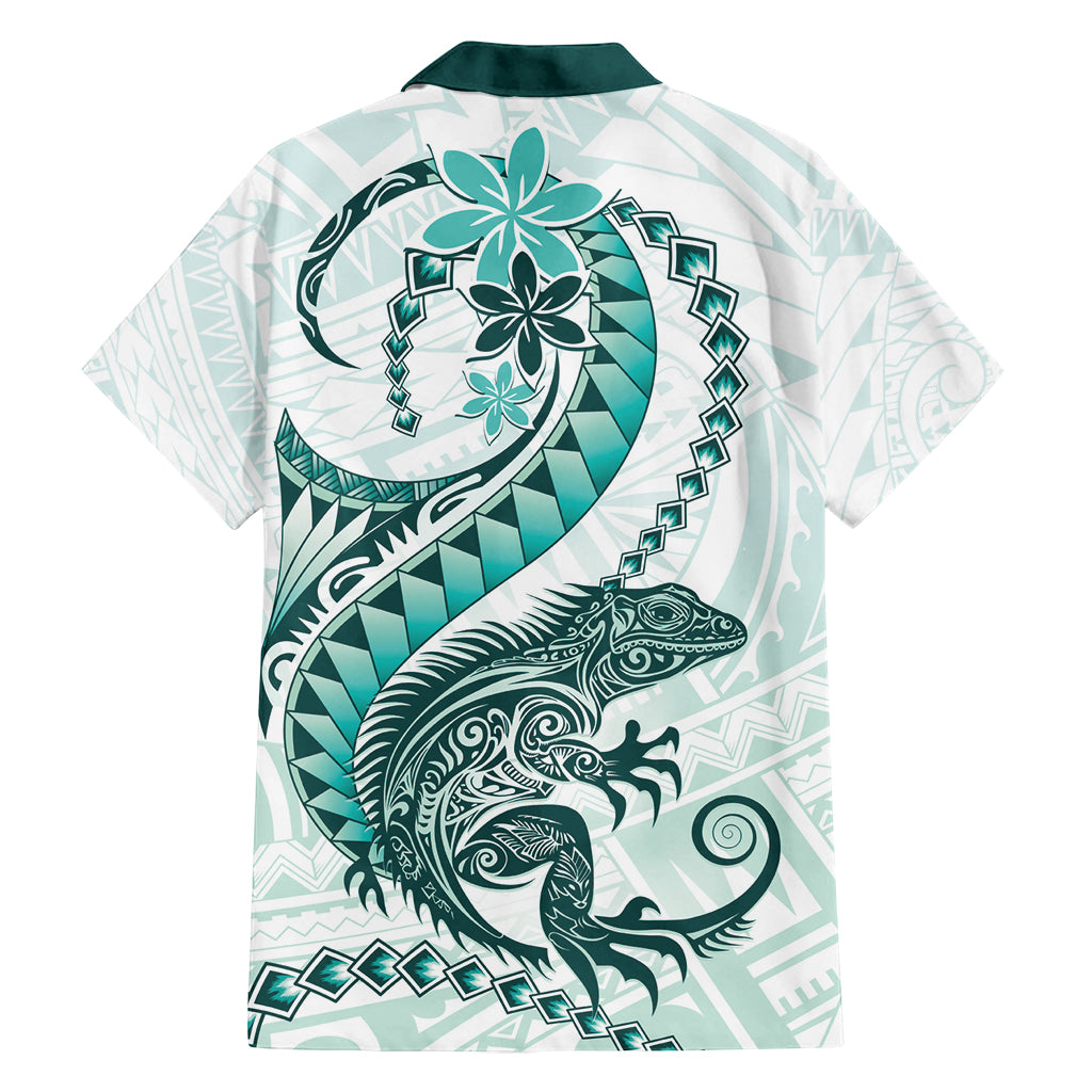 Teal Maori Tuatara Family Matching Off Shoulder Maxi Dress and Hawaiian Shirt Luxury Pastel Pattern LT01 - Polynesian Pride