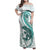 Teal Maori Tuatara Family Matching Off Shoulder Maxi Dress and Hawaiian Shirt Luxury Pastel Pattern