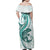 Teal Maori Tuatara Family Matching Off Shoulder Maxi Dress and Hawaiian Shirt Luxury Pastel Pattern