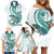 Teal Maori Tuatara Family Matching Off Shoulder Short Dress and Hawaiian Shirt Luxury Pastel Pattern