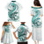 Teal Maori Tuatara Family Matching Puletasi and Hawaiian Shirt Luxury Pastel Pattern