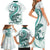 Teal Maori Tuatara Family Matching Short Sleeve Bodycon Dress and Hawaiian Shirt Luxury Pastel Pattern