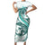 Teal Maori Tuatara Family Matching Short Sleeve Bodycon Dress and Hawaiian Shirt Luxury Pastel Pattern