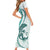 Teal Maori Tuatara Family Matching Short Sleeve Bodycon Dress and Hawaiian Shirt Luxury Pastel Pattern