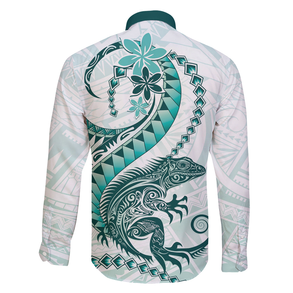 Teal Maori Tuatara Family Matching Tank Maxi Dress and Hawaiian Shirt Luxury Pastel Pattern LT01 - Polynesian Pride