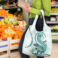 Teal Maori Tuatara Grocery Bag Luxury Pastel Pattern LT01 - Polynesian Pride